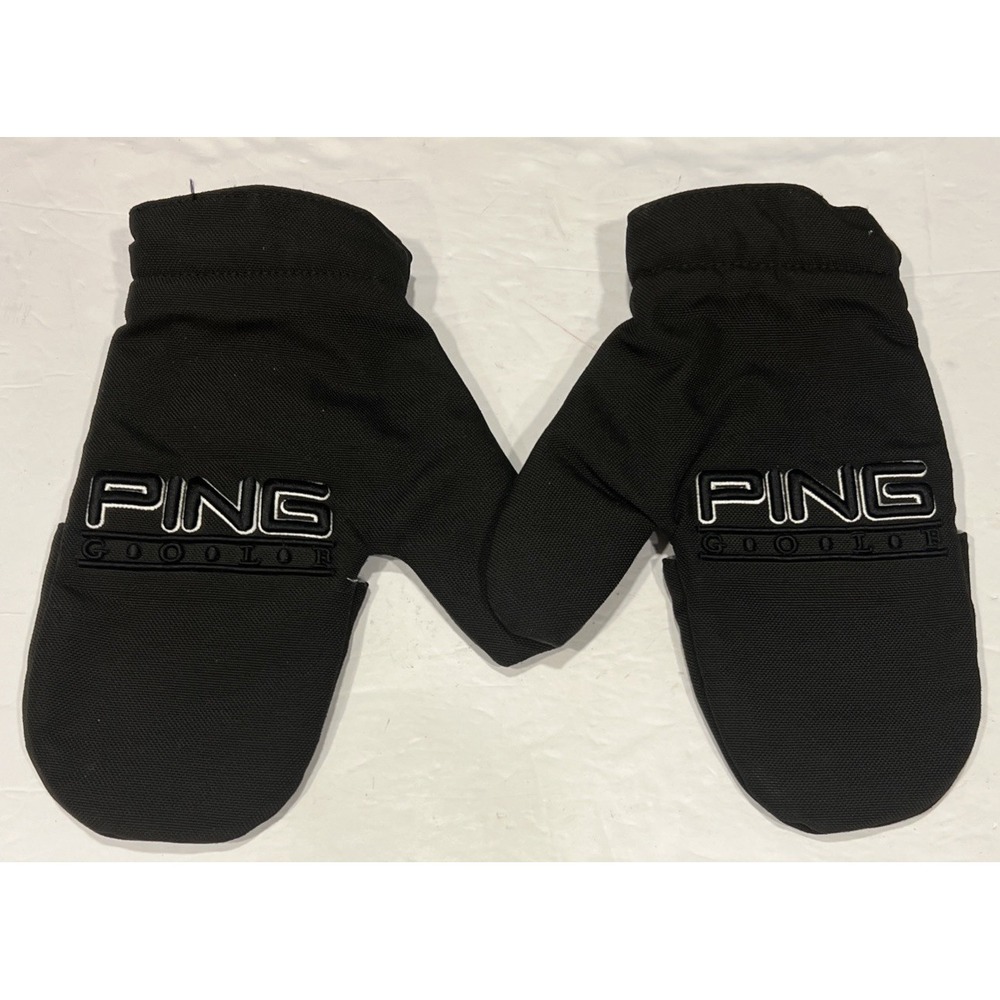 PING Nylon GOLF Cart Mittens Fleece Lined Black Grippers One Size 2 PCs